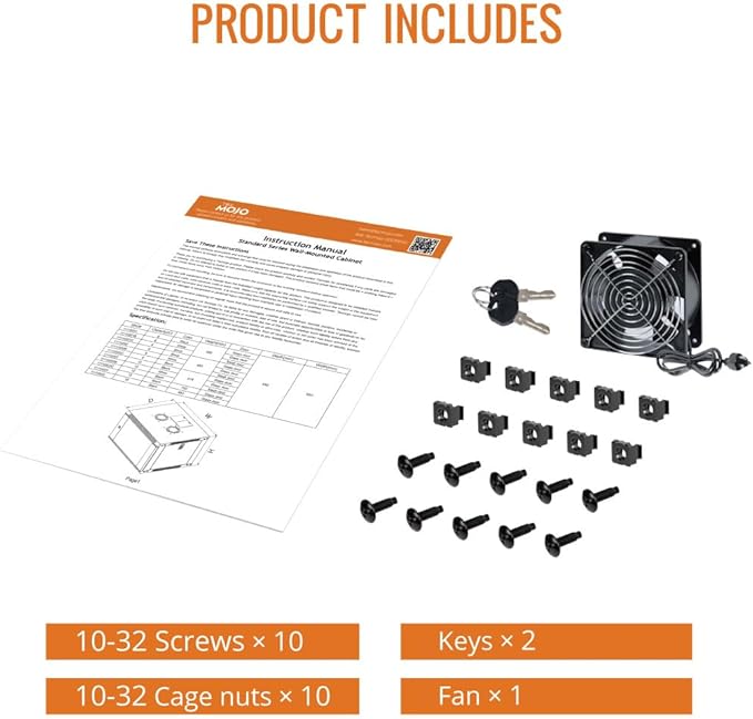 Tecmojo 6U Wall Mount Server Cabinet IT Network Rack Enclosure Lockable Door and Side Panels Black, Cooling Fan, Standard Glass Door, 450mm Depth, for 19” IT Equipment, A/V Devices