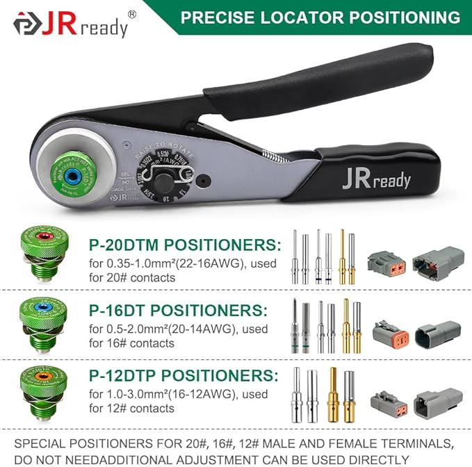 JRready 25Pcs ST2173 Deutsch Connectors Tool Kit, ACT-HDT Crimp Tool for Deutsch Size 12#16#20# Solid Contact Connectors with Deutsch Pin Removal Tools Kit for 4#8#12#16#20# Contacts