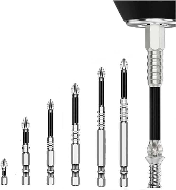 6Pcs High Magnetic Screwdriver Drill Bit Set, Strong Magnetic Durability Screwdriver Drill Bit Set, Magnetic Electric Screwdriver Set, Electric Precision Screwdriver Set, 25 50 65 70 90 150mm