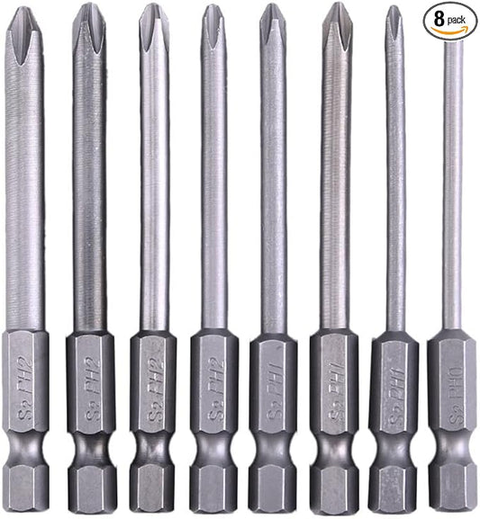 Rocaris 8 Pack 3 Inch Magnetic Long Hex Cross Phillips Screw Head Screwdriver Bits Electric Screwdriver Set