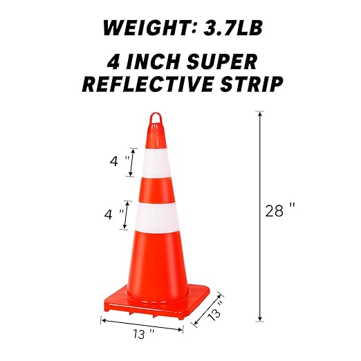 Traffic Safety Cone 28 Inches, with Reflex Collars of Parking Lots, Lane Road Traffic Control Construction Driving Safety Cone 10 Pack