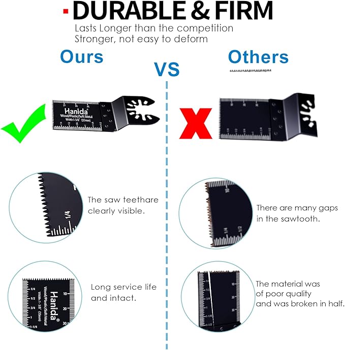 56pcs Wood Oscillating Multitool Quick Release Saw Blades Compatible with Fein Multimaster Porter Cable Black & Bosch Decker Dremel Craftsman Ridgid Ryobi Makita Milwaukee Dewalt Rockwell