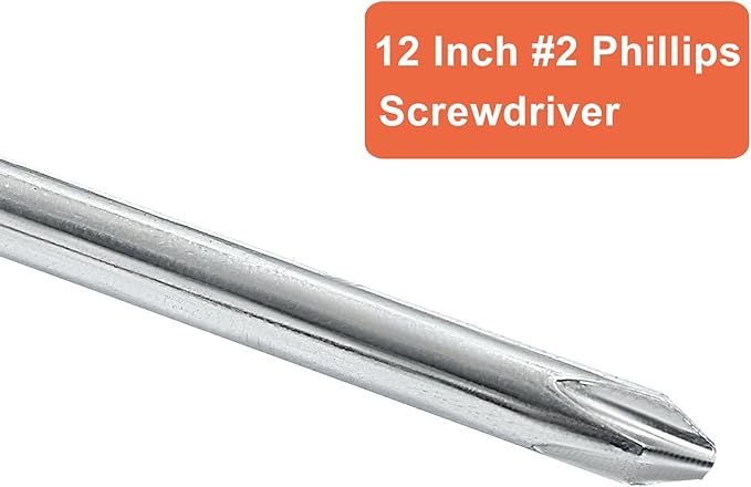 Piutouyar 12 Inch Phillips Screwdriver, Extra Long Shaft Cross Head Screwdriver #2 Magnetic Tip Screwdrivers Long Screwdriver for Repair Home Improvement, Red