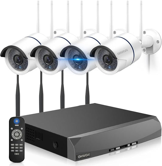 《Dual Antenna Enhanced & 100FT Night Vision》Outdoor Wireless Security Camera System, WiFi Cameras, Home Video Surveillance Systems, Surveillance DVR Kits