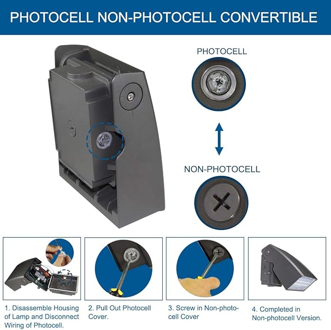 DAKASON (2 Pack) 30W LED Wall Pack, Dusk-to-Dawn Photocell, Adjustable Head, Full Cut-Off Security Light, 5000K 3300lm Replaces 100-150W HPS/HID IP65 Waterproof Outdoor Lighting Fixture, ETL Listed