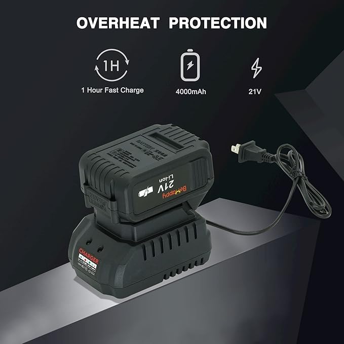 BeHappy Power Impact Wrench 21V, 1/2" Cordless Impact Wrench with 4.0Ah Li-ion Battery for Home, DIY