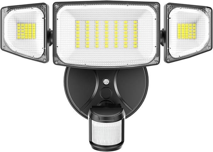 iMaihom 50W Motion Sensor Outdoor Lights, 5000LM Hardwired Motion Sensor Flood Light, Dusk to Dawn Outdoor Lighting, 6500K LED Security Light, IP65 Waterproof Motion Detector Lights for Outside, Black