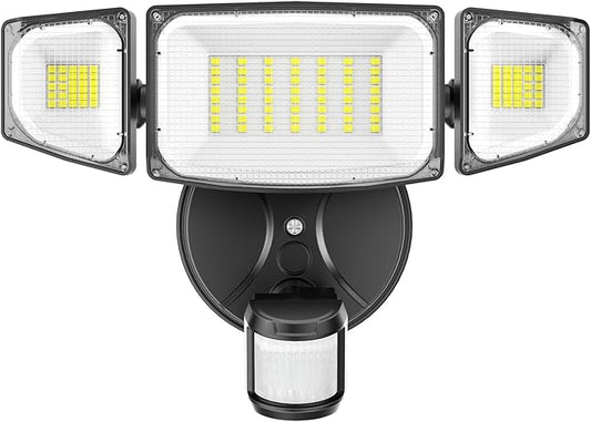 iMaihom 50W Motion Sensor Outdoor Lights, 5000LM Hardwired Motion Sensor Flood Light, Dusk to Dawn Outdoor Lighting, 6500K LED Security Light, IP65 Waterproof Motion Detector Lights for Outside, Black