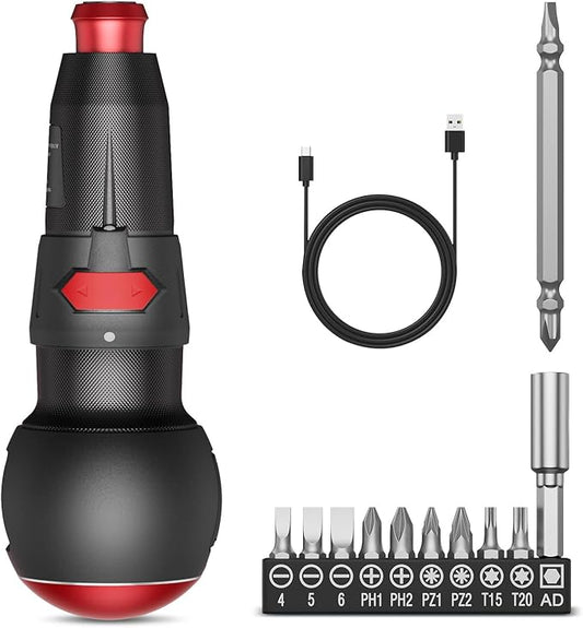 3.6V Cordless Screwdriver Set, Electric Screwdriver, Rechargeable Power Screwdriver, Electric Ball Grip Screwdriver, 3N.m/10N.m MAX, 280 RPM, Type-C Charging, LED Light for Electronics, DIY