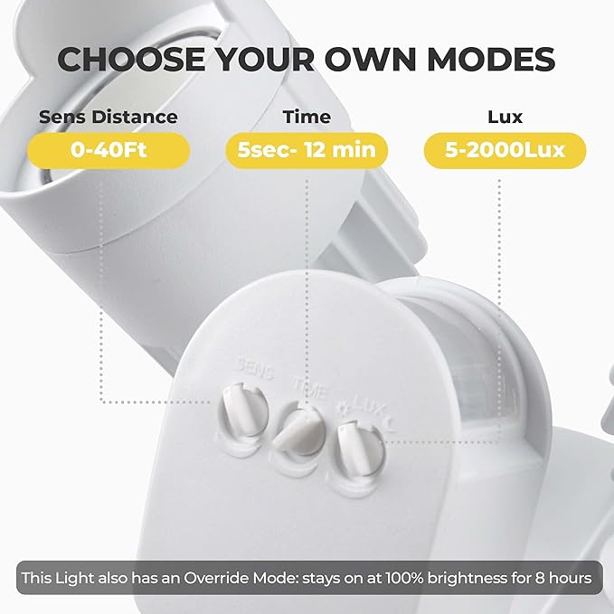 LED Motion Sensor Outdoor Lights, 34W 3500LM 5000K Daylight, IP65 Waterproof, Dusk to Dawn Flood Light, 2 Head Motion Detector Security Lights for Outside, Patio, Garage, Yard (White, 1 Pack)