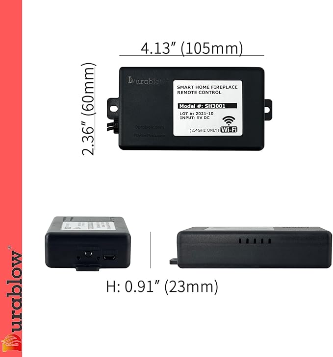 Durablow SH3001 On/Off WiFi Gas Fireplace Remote Control for Millivolt Valve IPI, Smart Home, Compatible with Alexa, Google Home, Samsung SmartThings, IFTTT, Siri, WiFi Smart Gas Fireplace + Timer