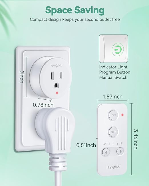 Remote Control Outlet, Wireless Remote Light Switch, Remote Outlet with Timer, 500ft Range Timer Outlet Plug, 15A/1500W Remote Plug in On/Off Switch, for Lamps, Fans, Appliances