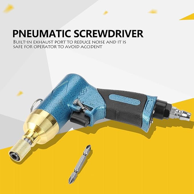 Handhold Screw Gun Air Straight Pneumatic Screwdriver with Screw Bit 5H 9000rpm(Screwdriver bit Random Color)