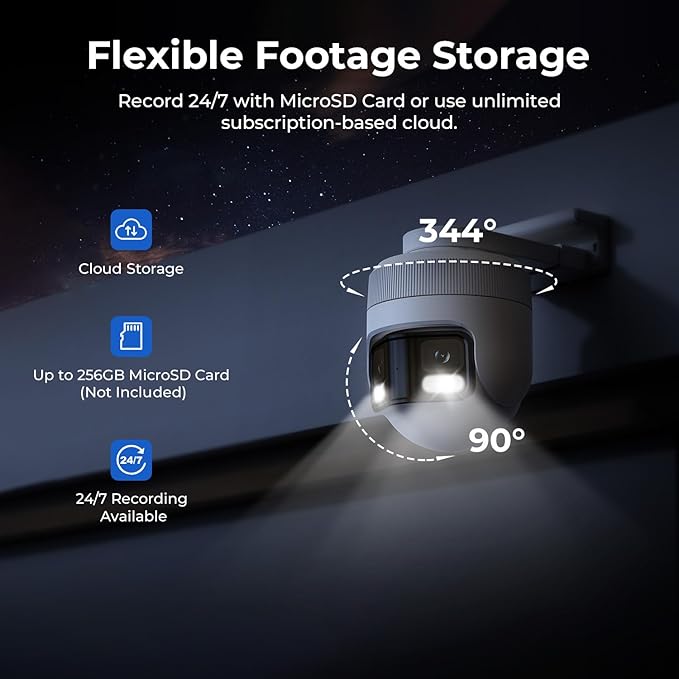 IMILAB EC6 Panorama 3.5K WiFi Plug-in Spotlight Camera: 180° Utra Widely View w/344° Rotatable Dual-Lens Security Camera Outdoor, 6MP Clarity Surveillance Cam, Motion Detection, Color Night Vision