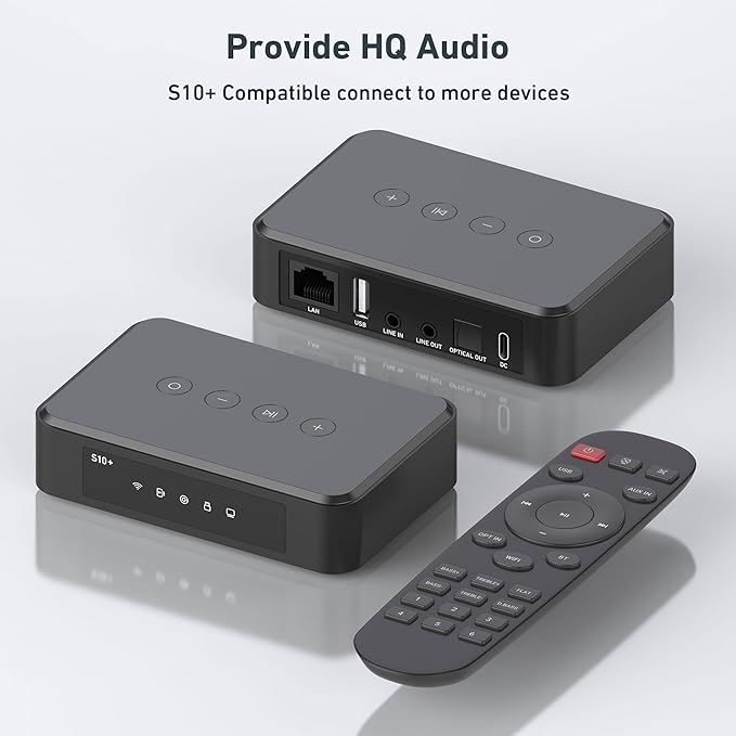 Arylic S10+ AirPlay Audio Receiver, Multiroom Stereo with SPDIF Out, WiFi & Bluetooth Music Streamer, Streams HD Lossless Music from Spotify, Amazon Music,Tidal etc.