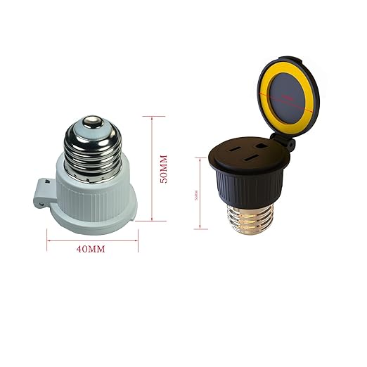 E26/E27 Waterproof Light Bulb to Socket Adapter, 3 Prong Light Socket to Plug Adapter, Flip Top Polarized Light Bulb Outlet Socket Adapter, Plug-in Light Socket Converter, (1 Black, 1 White)