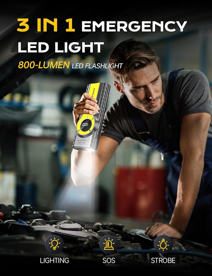 Car Jump Starter with Air Compressor,7000A Jump Starter Battery Pack (All Gas/12.0L Diesel) 12V 160PSI Auto Battery Booster,Jumper Cables with LED,Portable Lithium Jump Box with QC3.0