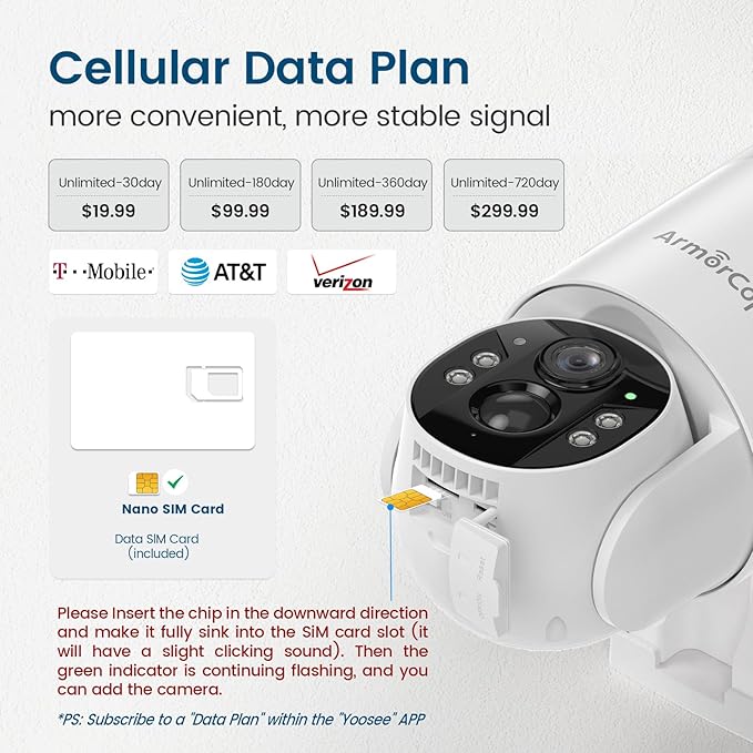 4G LTE Cellular Security Camera, No Wifi Security Camera, 2.5K Solar Camera Outdoor Wireless, 360° Live View, Spotlight Color Night Vision, Motion&Siren Alert, SD/Cloud Storage (SIM Card Included)