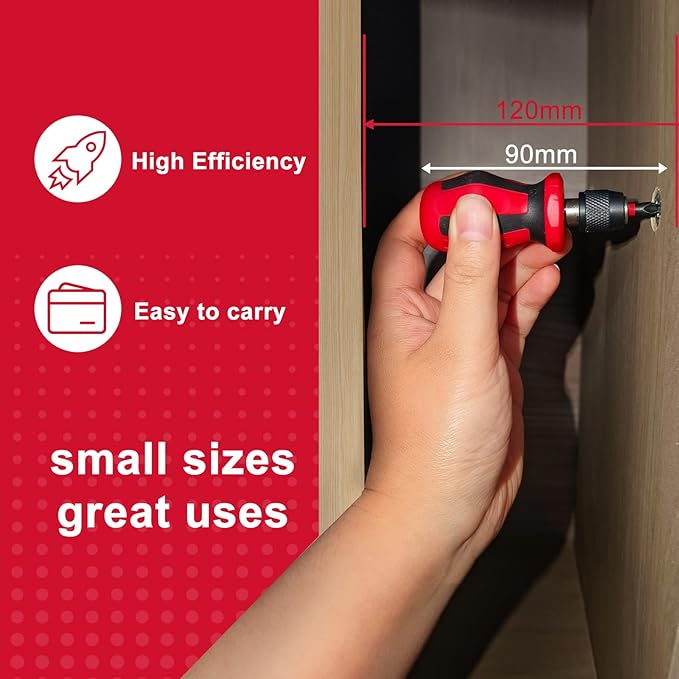 Magnetic Changeable Head Manual Screwdriver Set Include Quick Change Mini Screwdriver and 20Pcs Impact S2 Hex Screwdriver Bits, Quick Release 1/4” Hex Bit Extension Holder