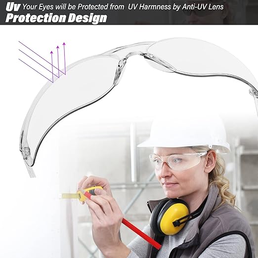 50 Pack Safety Glasses ANSI Z87.1 Scratch Resistant Eyewear for Women Man Lab Goggles Eye Protection