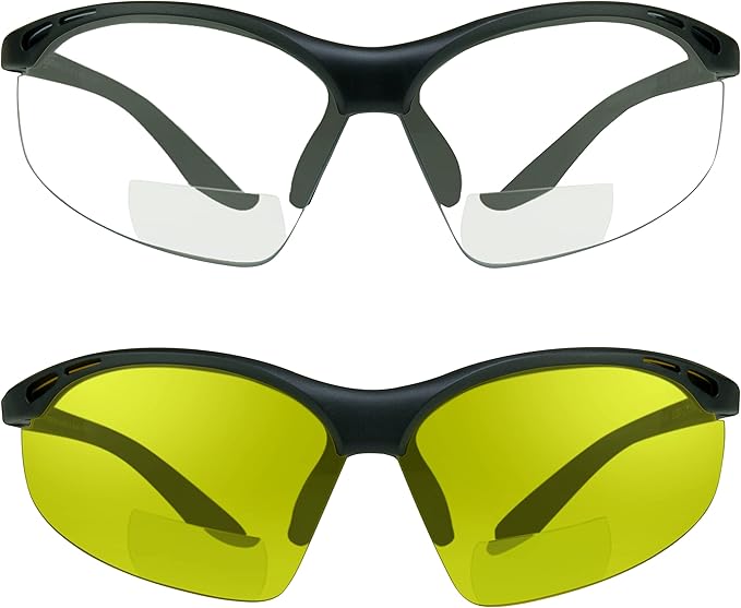 proSPORT Bifocal sunglass Safety Reader Z87 Wrap Around No Slip Grip +1.50 +2.00 +2.50 +3.00