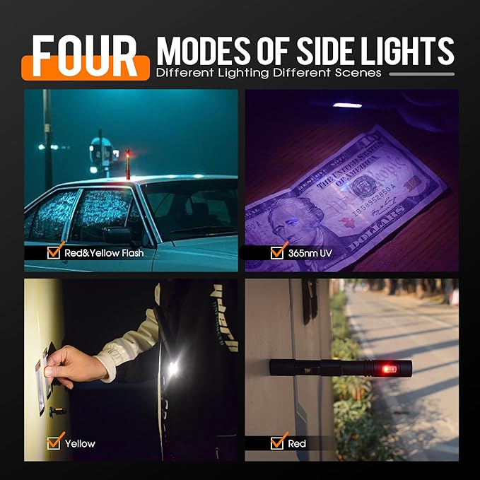 S22 2AA Tactical EDC Dual Mode Flashlight Rechargeable,1200 High Lumen Pocket Flashlight with Magnet,Dual Switch Mini LED Flashlight and Side Light COB Light 4 Mode, 365nmUV