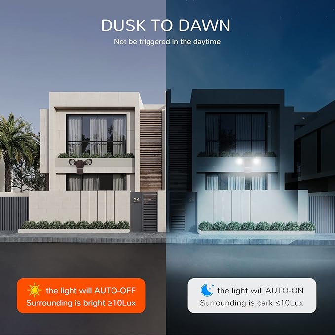 JJC 3CCT Selectable LED Security Flood Light Outdoor Motion Sensor, 3000LM 27.5W (120W Equiv.) 3000K/4000K/5000K Adjustable Color Changing, IP65 Waterproof Brown