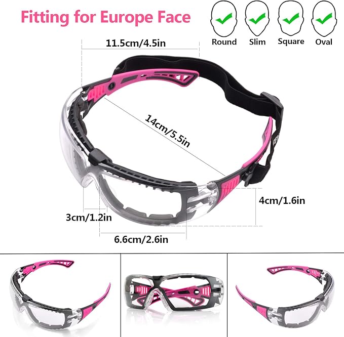 SAFEYEAR Women's Anti Fog Safety Goggles Glasses with HD Anti Scratch Resistant Lenses Work Goggles for Nurse Eye Protection