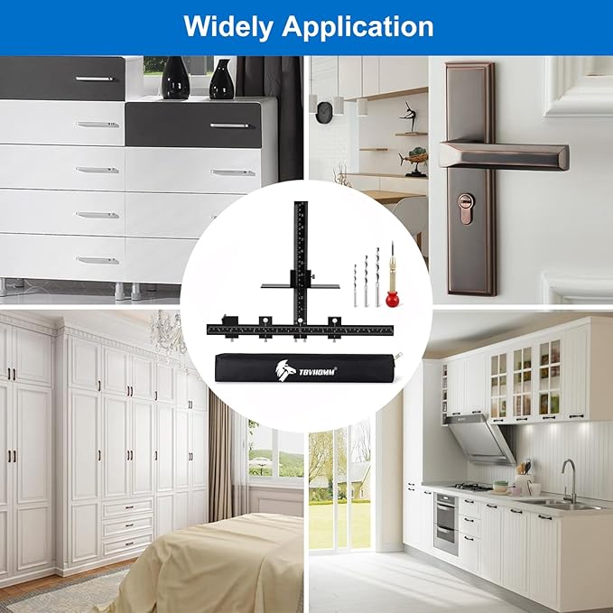 Aluminum Cabinet Hardware Jig, Punch Locator Drill Guide,Wood Drilling Dowelling Guide for Installation of Handles Knobs on Doors and Drawer, Cabinet Template Tool for Handles and Pulls
