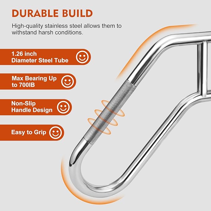 2025 Upgrade Handrails for Outdoor Steps Wall Mount Handrail, 304 Stainless Steel 1 to 3 Steps Stairs Anti-Slip Hand Rail, Deck Wall Mounted Grab Bars Suitable for Indoor, Garage, Porch, Garden