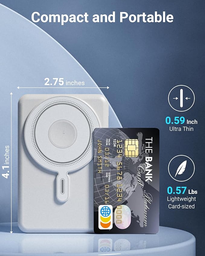 for Magsafe Power Bank 10000mAh, Magnetic Wireless Battery Pack with Stand and Cables, PD 20W Fast Charging Portable Charger for iPhone 16 Pro Max/15/14/13/12 Mini, Apple Watch