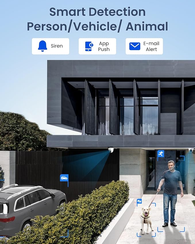 REOLINK New Version 12MP Smart Security System with AI Video Search, Person/Vehicle/Animal Detection Color & Infrared Night Vision, Two-Way Talk, 24/7 Recording, Perimeter Protection, RLK8-1200D4-A