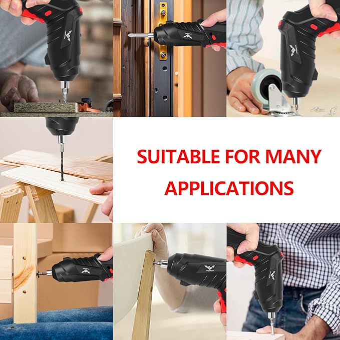 Electric Screwdriver Cordless Rechargeable Small Power Drill Set 3.6V Li-ion 3.5Nm Max Torque Electric Rotatable Drill Screwdriver for Home Office DIY Tools (Black)