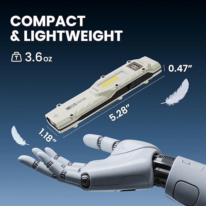 Flat Flashlights Rechargeable Small Tactical Flashlight with Clip,Stainless Steel EDC Led Light with Digital Display,880 Lumen Pocket Flashlight Dual-Switches13 Modes for Home Use,Outdoor and Work