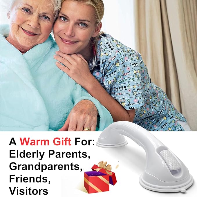 AirTight® Grab Bars for Shower Heavy-Duty (2Pack) 16-Inch ADA Compliant Grab Bar for Seniors Shower Handles for Elderly Suction Handicap Safety Handrail for Bathroom Bathtubs Toilet Tiles White