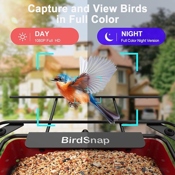 birdsnap® APS - Metal Bird Feeder with Camera Solar Panel 32GB Card, AI Identify 10000+ Birds Camera Feeder, 3 DIY Add-ons, 2K HD Live View Auto Record Bird Video, Ideal Gift for Birds Lover