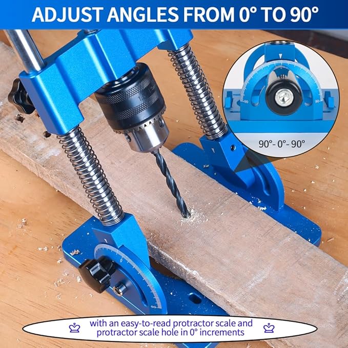 Portable Drill Guide, Angle Drill Jig for Straight Holes, Precision Press Adapter for Woodworking DIY
