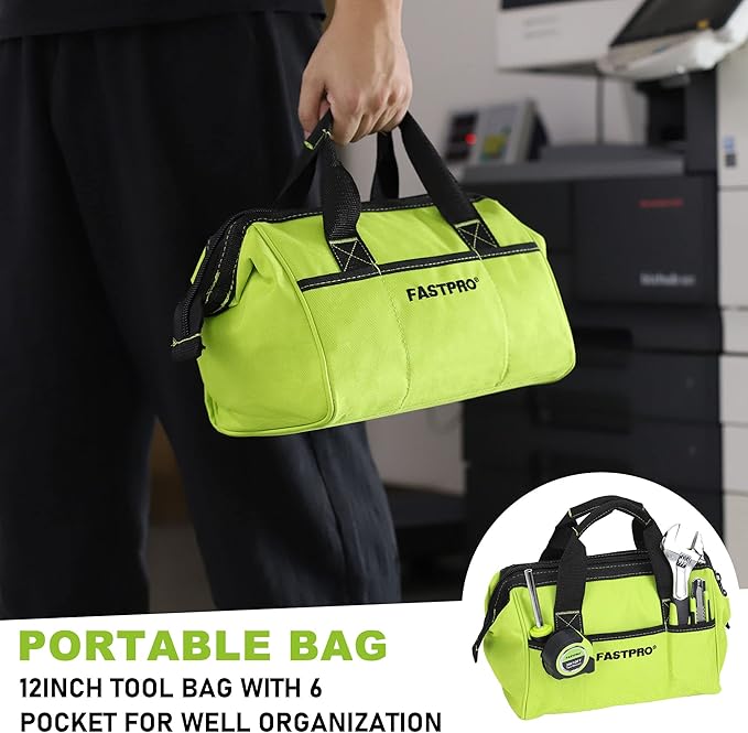 FASTPRO 175-Piece 12V Cordless Drill Set, Drill Driver and Home Tool Kit, House Repairing Tool with 12-Inch Storage Tool Bag, For DIY, Home Maintenance, Green