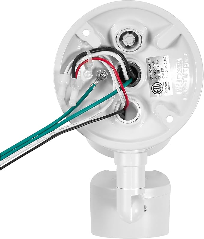 Maxxima LED Outdoor Flood Wall Light, Exterior Security Light with Adjustable Head, 950 Lumens, Featuring Motion Sensor and Dusk to Dawn Sensor, 3000K Warm White, White Fixture