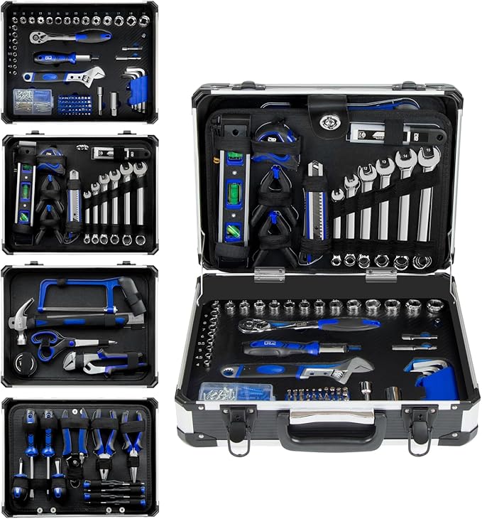 Prostormer Home Tool Kit, 259-Piece Household Hand Tool Set with Heavy Duty Aluminium Tool Box, Basic Toolkit for Home, RV, Car, Workshop and More