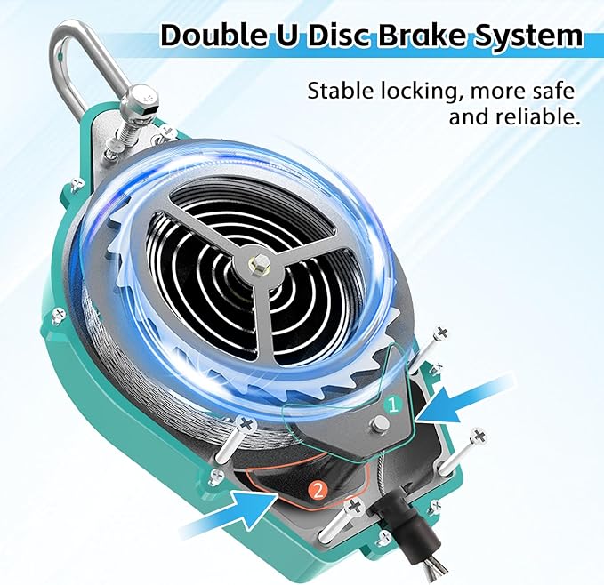 23ft Self Retracting Lifeline 330lbs Fall Arrester Fall Protection with Alloy Steel Hook & Steel Wire Rope