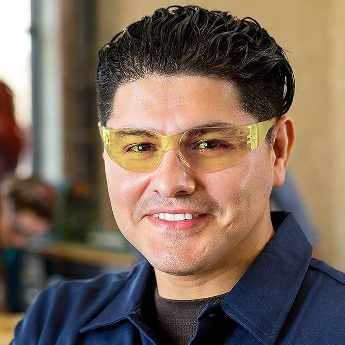 BISON LIFE Safety Glasses - Scratch Resistant Wrap Around Eyewear, Polycarbonate ANSI Z87.1 Impact Resistant Lens