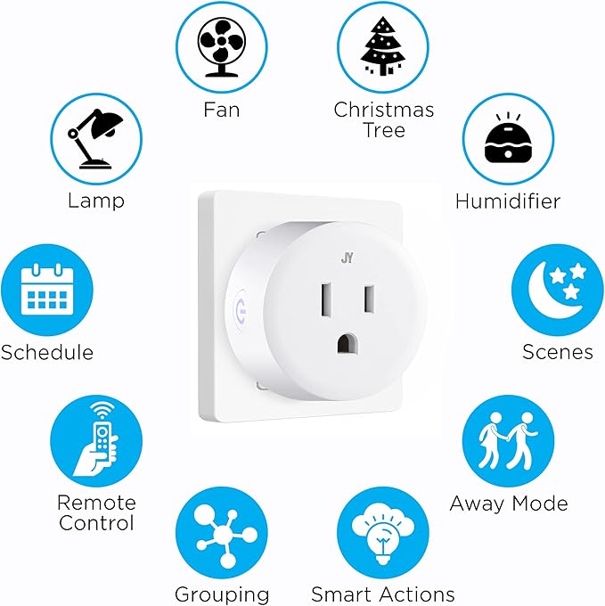 JONATHAN Y PLG1000B Smart Plug, WiFi Remote App Control, Alexa, Google Home Assistant Compatible, No Hub Required Black