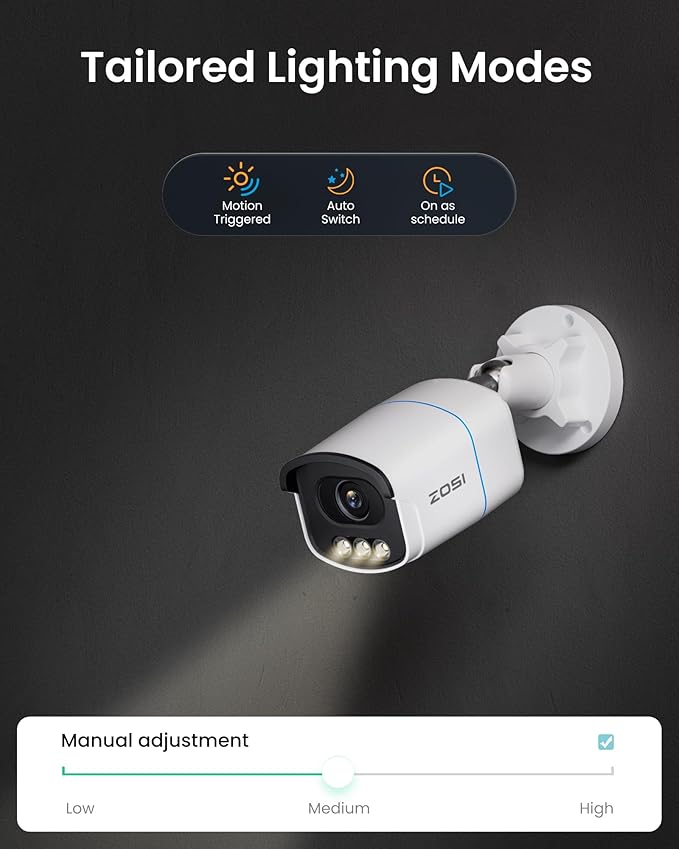 ZOSI 4K 8MP 16CH PoE Security Camera System, 12 x 3K 5MP C186 Aurora Lux True Full Color Night Vision Outdoor Indoor PoE Wired Camera, Person/Vehicle Alerts, Light & Siren, Two-Way Talk, with 4TB HDD