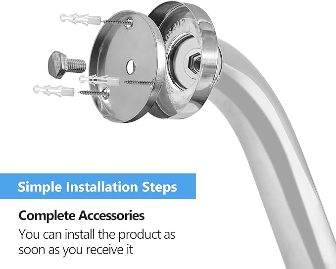 Shower Grab Bar, 2 Pack 39.4 Inch Bathroom Grab Bar, 304 Stainless Steel 1.25" Diameter Anti-Slip Handicap Grab Bar Support Shower Rail Senior Handrail Shower Safety Bar Handle