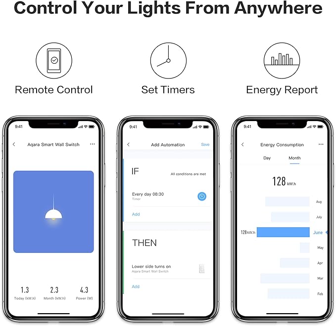Aqara Smart Light Switch (with Neutral, Single Rocker), Requires AQARA HUB, Zigbee Switch, Remote Control and Set Timer for Home Automation, Compatible with Alexa, Apple HomeKit, Google Assistant