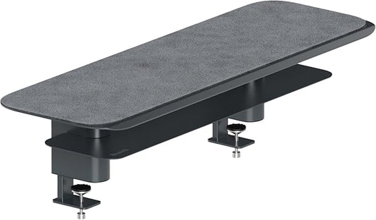 Branch Monitor Stand - Elegant, Durable Powder-Coated Steel Stand with Soft Felt Liner - Small Monitor Riser Second Tier Storage - Installs with a Universal Clamp for Ergonomic Workspace - Charcoal