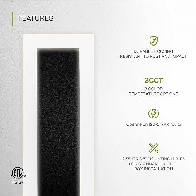 ASD LED 72" Long Wall Mount Light Fixture, Outdoor & Indoor Linear Sconce | 3CCT, Dimmable, Waterproof, Anti-Rust, ETL Listed | 40W 3570LM 3000-5000K 100-277V | Exterior Porch Lighting | Black, 2 Pack