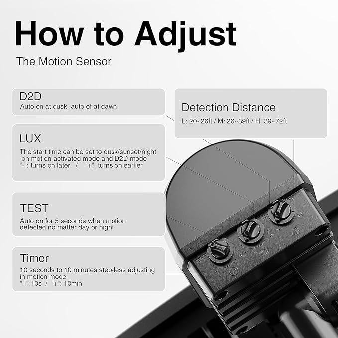 Onforu 100W LED Motion Sensor Outdoor Lights Plug in, Dusk to Dawn Flood Security Lighting Outside, Motion-Activated Detector Exterior Photocell Light Fixture, 9000LM 6500K IP65 Waterproof (Black)