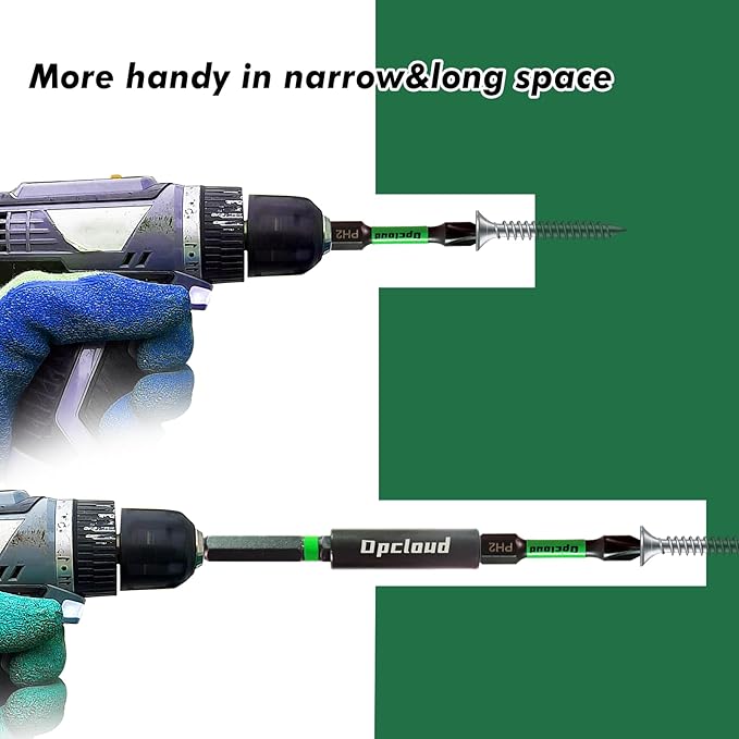 Impact #2 Phillips Screwdriver Bit Set, 16 Pieces 2”S2 Steel Magnetic PH2 Tips Driver Power Bit Set with Extension Impact Bit Holder